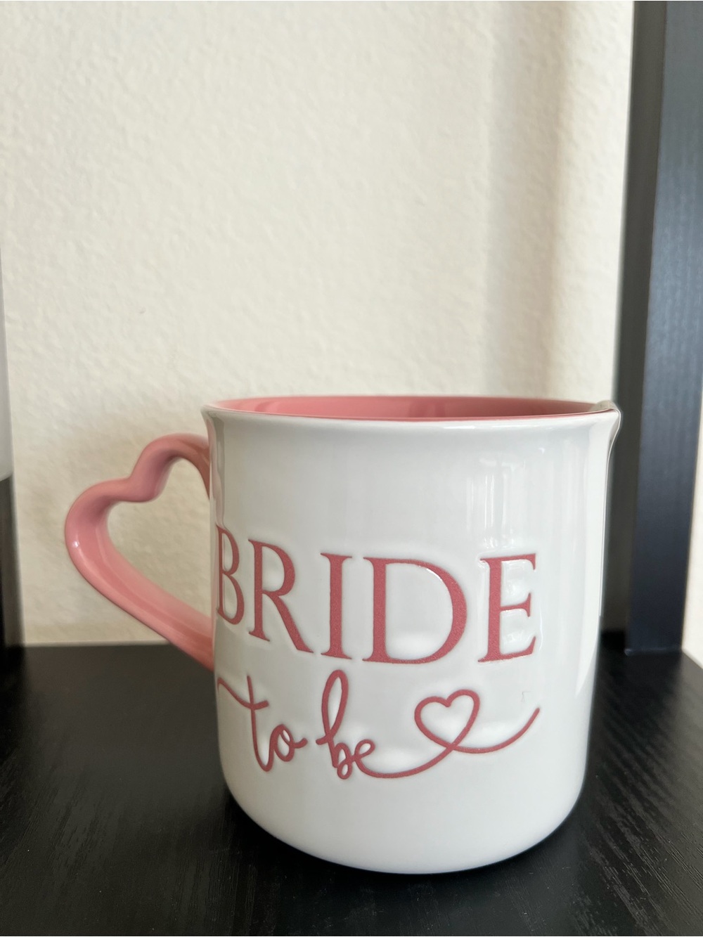 Bride To Be Pink and White Ceramic Mug - Heart Handle
